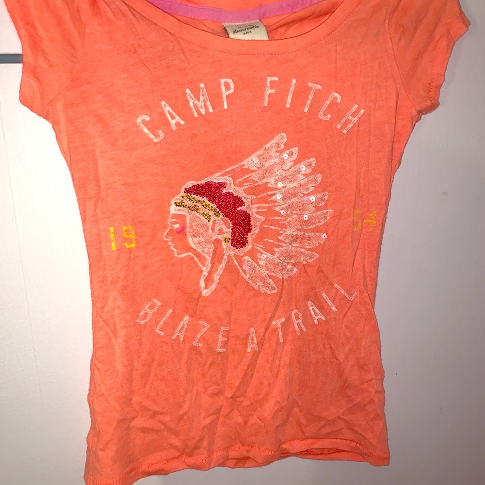 Abercrombie and Fitch- Coral, Beaded Orange Top